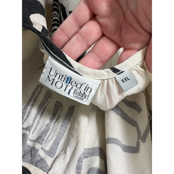 *FLAW, READ* UNTITLED IN MOTION Womens XXL Ophelia Abstract Dress Bamboo/Linen - Picture 9 of 11